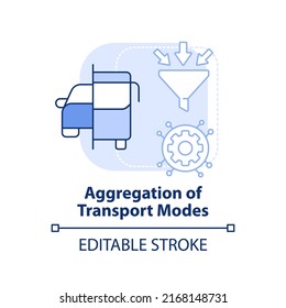 Aggregation of transport modes light blue concept icon. Mobility as service value abstract idea thin line illustration. Isolated outline drawing. Editable stroke. Arial, Myriad Pro-Bold fonts used