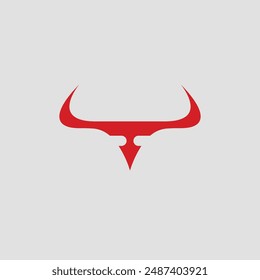 Aggresive bull face logo. Red devil bull icon design.