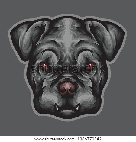 Aggresive Bulldog Head Mascot Vector Logo Illustration