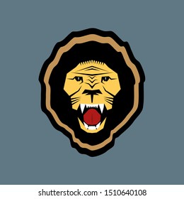 Aggresive strong lion head vector illustration simbol