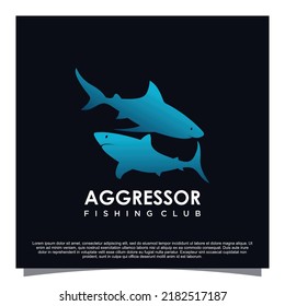 Aggress shark logo design Premium Vector