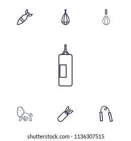 Aggression icon. collection of 7 aggression outline icons such as boxing bag, rocket bomb, chain weapon. editable aggression icons for web and mobile.