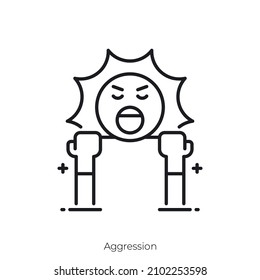 Aggression icon. Outline style icon design isolated on white background