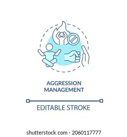 Aggression management concept icon. Parenting tip for ADHD abstract idea thin line illustration. Improve child behavior. Help with self-control. Vector isolated outline color drawing. Editable stroke