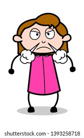 Aggression - Retro Office Girl Employee Cartoon Vector Illustration﻿