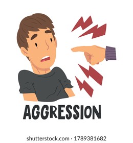 Aggression Teen Problem, Teenager Boy in Stressful Situation Vector Illustration