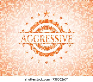 Aggressive abstract orange mosaic emblem