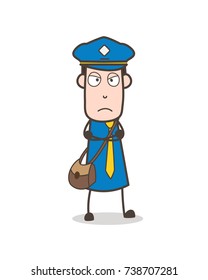Aggressive Adult Mailman Face Expression Vector