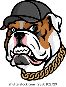 Aggressive American BullDog with Cap and Gold Chain