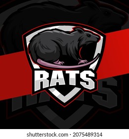 aggressive angry Rat character mascot esport logo design for game and sport