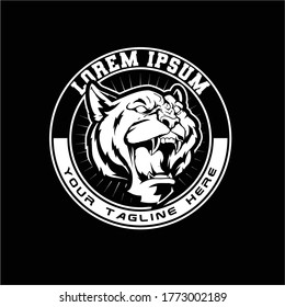 logotipo vectorial del personaje de la caricatura de la cabeza del tigre agresivo y furioso