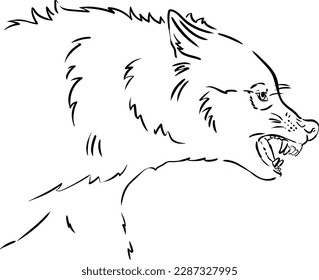 aggressive angry wolf with a grin