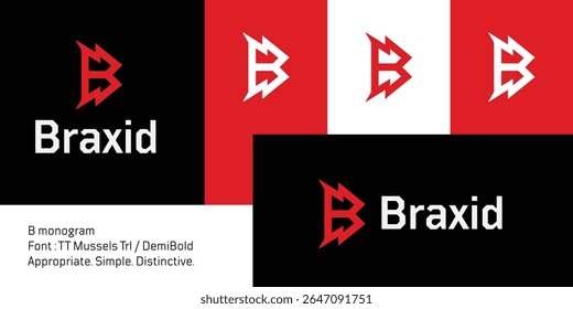 Monograma B angular agressivo para marcas de rock, metal ou áudio. Negrito e geométrico, este logotipo combina com música, equipamentos de som, concertos, merch ou identidade digital da marca.