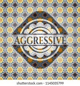Aggressive arabesque style emblem. arabic decoration.