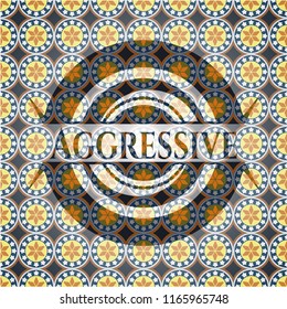 Aggressive arabic emblem background. Arabesque decoration.