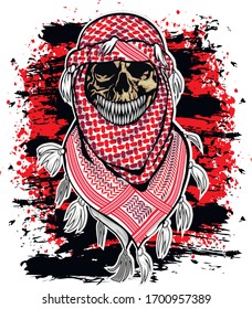 
aggressive arabic emblem with skull, grunge vintage design t shirts