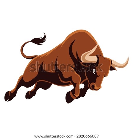 Aggressive attacking muscle bull character with powerful appearance ideal for sports mascot and animal themed illustration