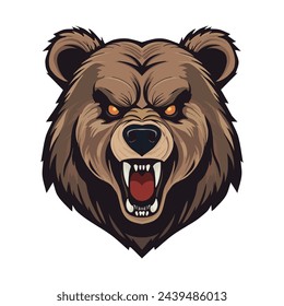 aggressive bear head logo mascot vector