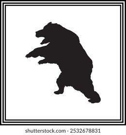 A aggressive bear silhouette	on white background
