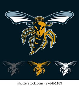 aggressive bee or wasp mascot
