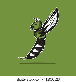 aggressive bee or wasp mascot vector design template