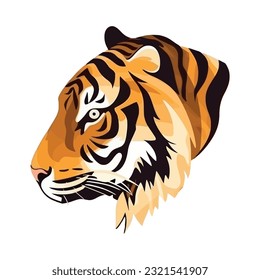 Aggressive Bengal tiger over white