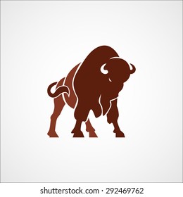 aggressive bison buffalo logo sign emblem isolated vector illustration