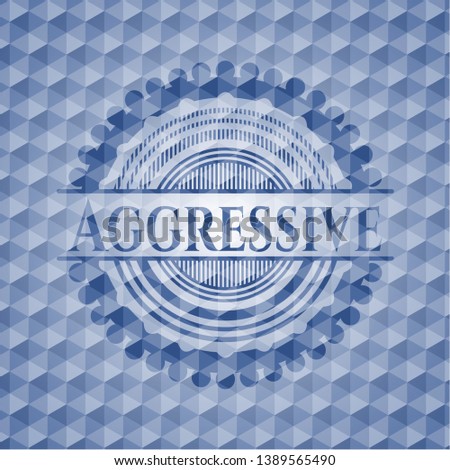 Aggressive blue hexagon emblem. Vector Illustration. Detailed.