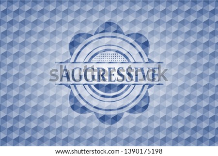 Aggressive blue hexagon emblem. Vector Illustration. Detailed.