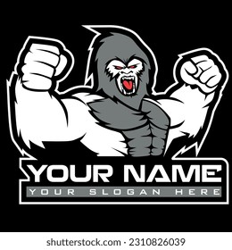 Aggressive bodybuilder fitness Yeti logo