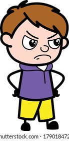 Aggressive Boy Cartoon Vector Illustration