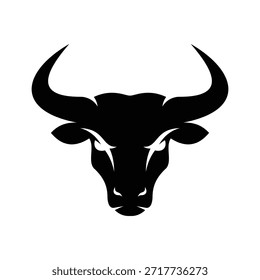 Aggressive Bull Head Silhouette Vector Mascot Logo