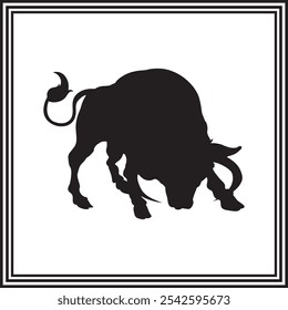 Icono agresivo de la silueta del toro para los diseños de la granja y de la vida silvestre.

