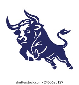 Aggressive bull. silhouette of a bull in a jump. vector illustration