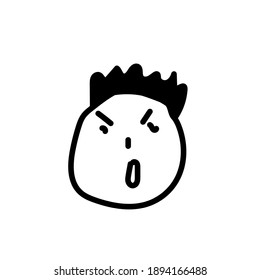 Aggressive Cartoon With Angry Expression. Vector Illustration Isolated On White Background