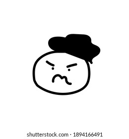 Aggressive Cartoon With Angry Expression. Vector Illustration Isolated On White Background