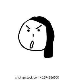 Aggressive Cartoon With Angry Expression. Vector Illustration Isolated On White Background