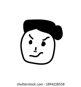 Aggressive Cartoon With Angry Expression. Vector Illustration Isolated On White Background