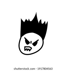 Aggressive Cartoon With Angry Expression. Vector Illustration Isolated On White Background