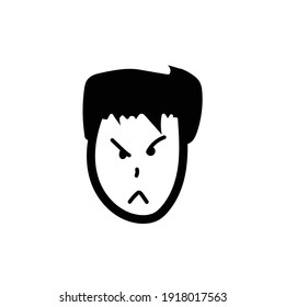Aggressive Cartoon With Angry Expression. Vector Illustration Isolated On White Background