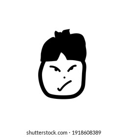 Aggressive Cartoon With Angry Expression. Vector Illustration Isolated On White Background