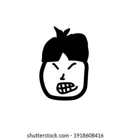Aggressive Cartoon With Angry Expression. Vector Illustration Isolated On White Background