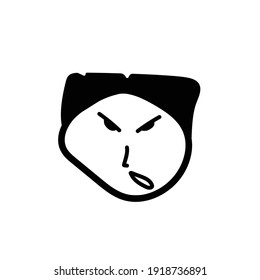 Aggressive Cartoon With Angry Expression. Vector Illustration Isolated On White Background