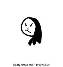 Aggressive Cartoon With Angry Expression. Vector Illustration Isolated On White Background