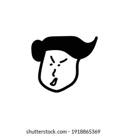 Aggressive Cartoon With Angry Expression. Vector Illustration Isolated On White Background