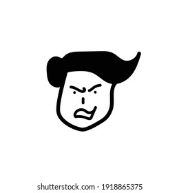 Aggressive Cartoon With Angry Expression. Vector Illustration Isolated On White Background