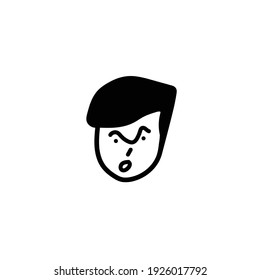 Aggressive Cartoon With Angry Expression. Vector Illustration Isolated On White Background
