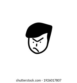 Aggressive Cartoon With Angry Expression. Vector Illustration Isolated On White Background