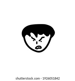 Aggressive Cartoon With Angry Expression. Vector Illustration Isolated On White Background