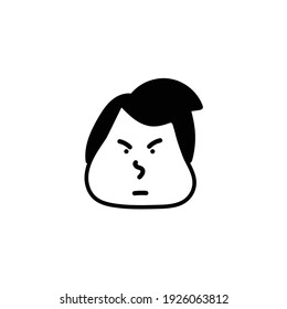 Aggressive Cartoon With Angry Expression. Vector Illustration Isolated On White Background